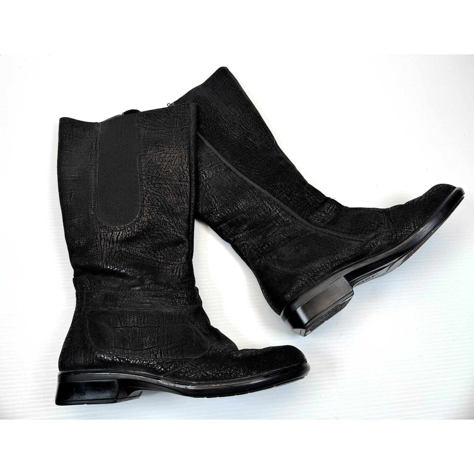 Naot Viento Knee Length Boot Women 39 Us 8-8.5 Euc $299 Leather Nubuck Elastic